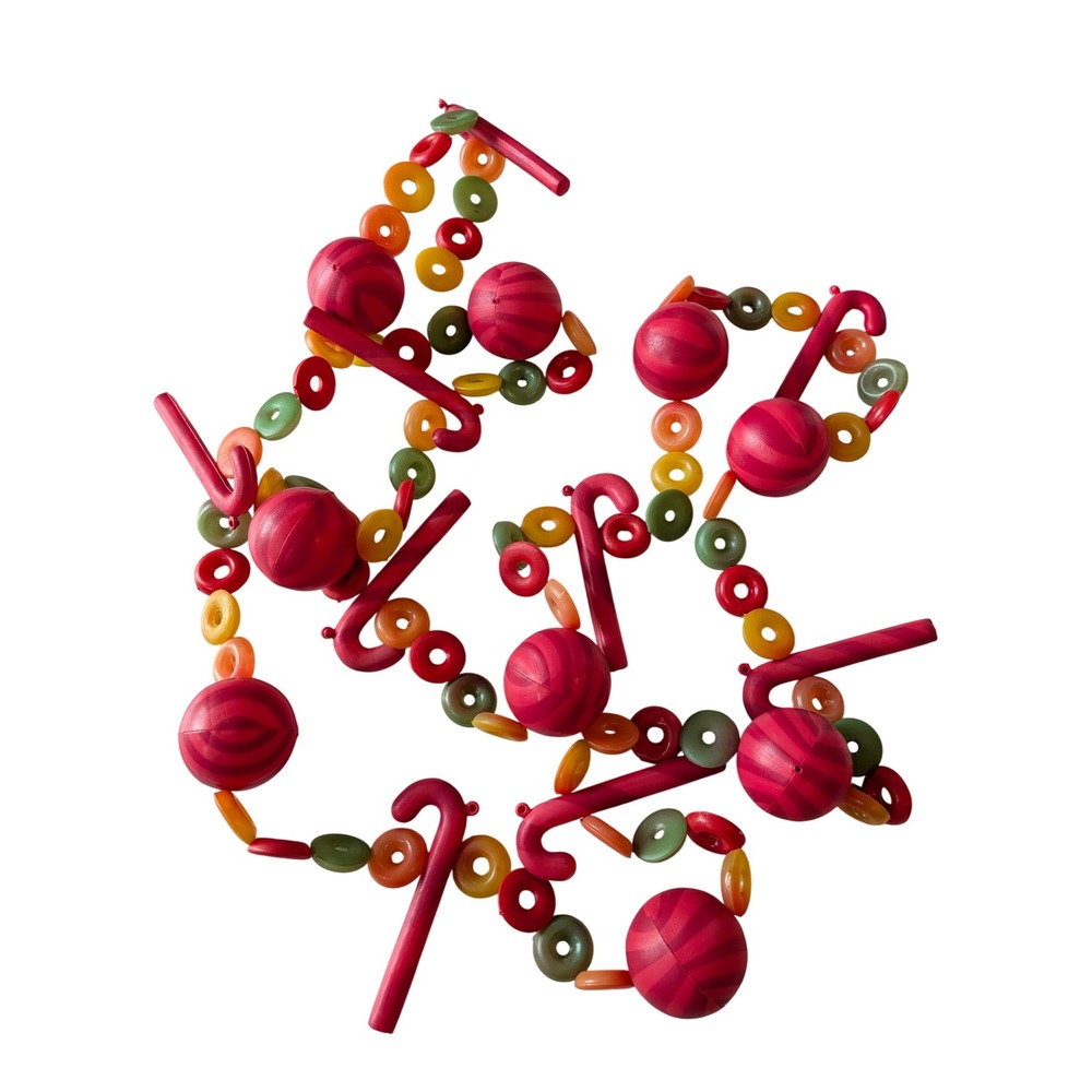 Vintage Blow Mold Candy Christmas Garland 80s 90s Red Green 6-7 ft